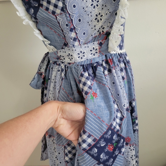 Lounge Craft | 70s Vintage Americana Patchwork Tie Waist Maxi Dress - Picture 2 of 11